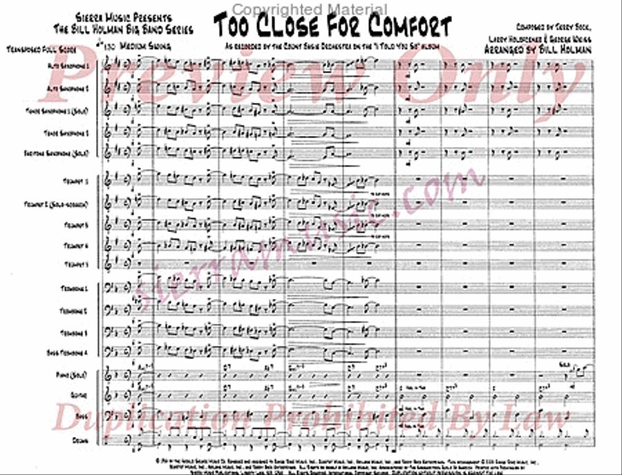 Too Close For Comfort Big Band scores gallery preview page 2