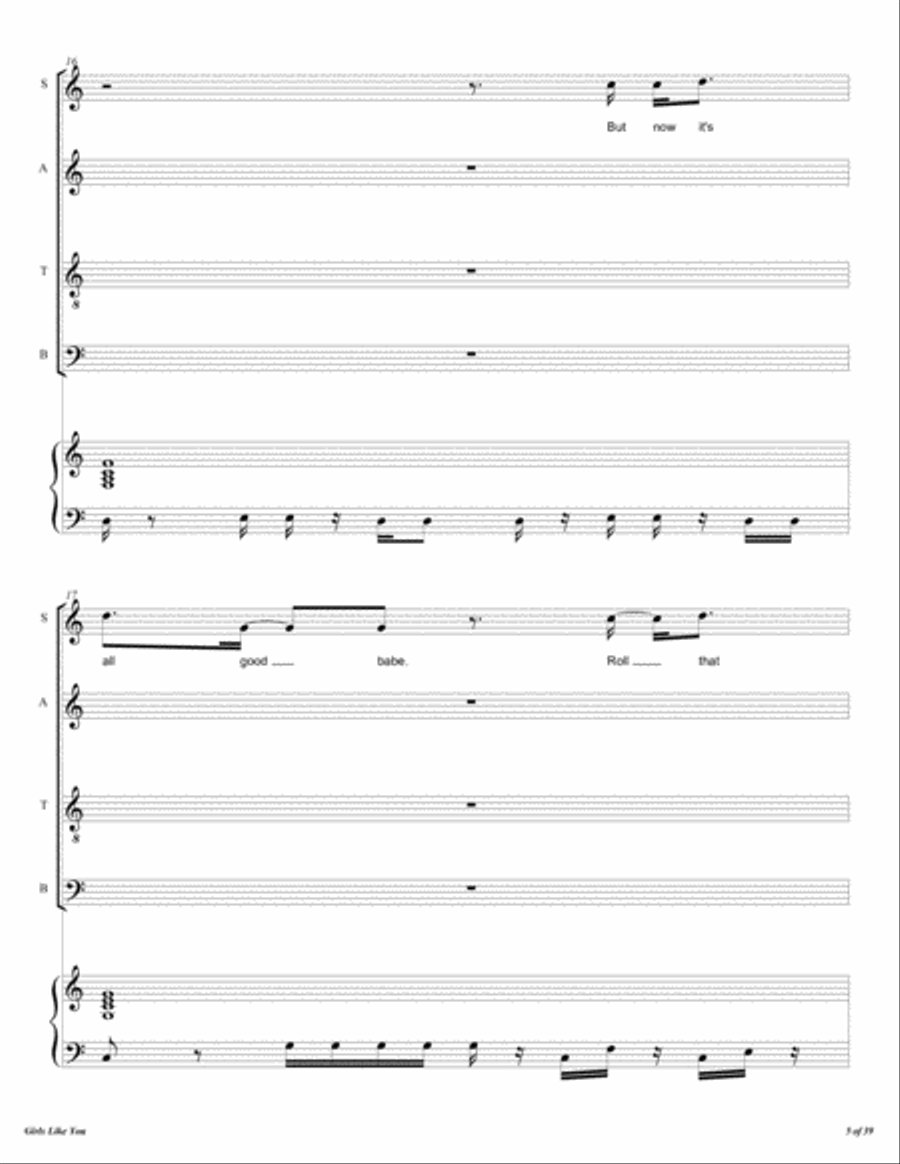 Girls Like You 4-Part scores gallery preview page 6