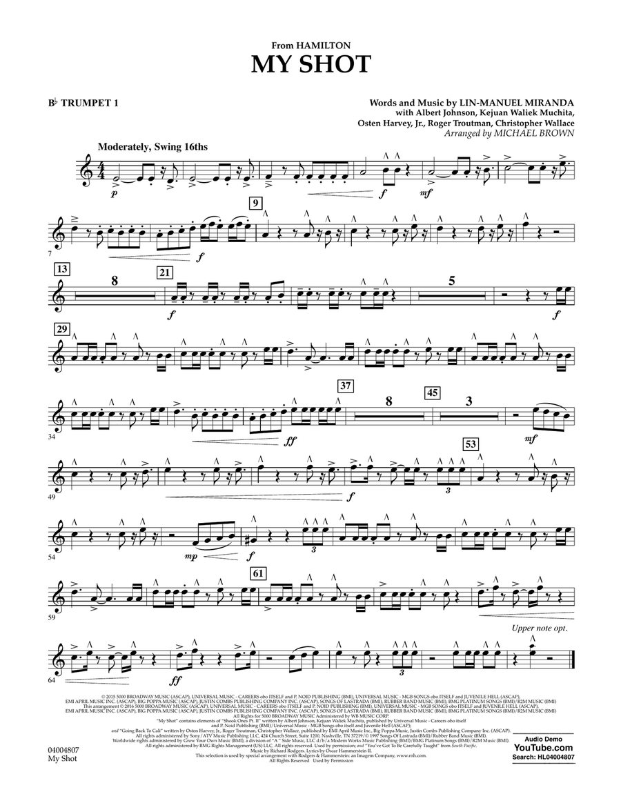 My Shot - Bb Trumpet 1 Concert Band scores gallery preview page 1