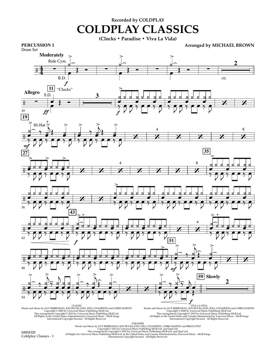 Coldplay Classics - Percussion 1