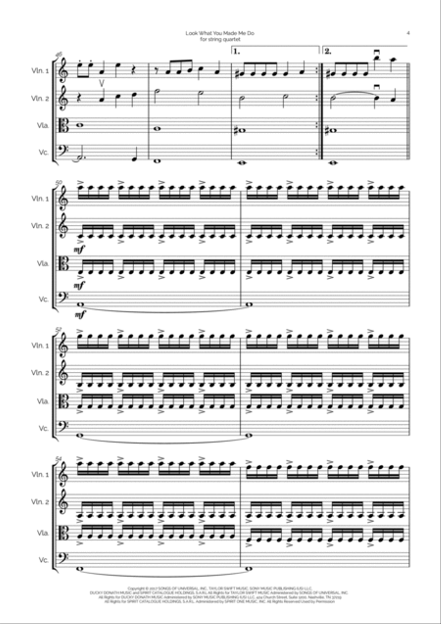 Look What You Made Me Do Look What You Made Me Do String Quartet scores gallery preview page 4