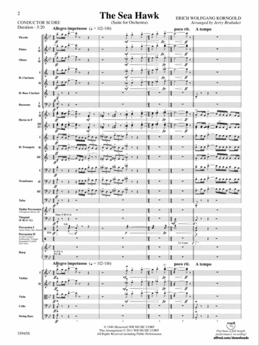 The Sea Hawk: Score The Sea Hawk: Score Full Orchestra scores gallery preview page 2