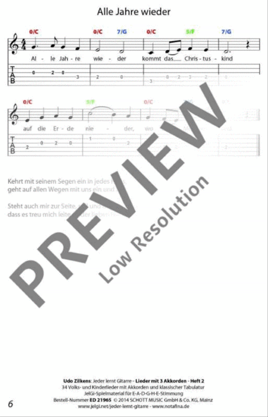 Jeder lernt Gitarre - Lieder mit 3 Akkorden Heft 2 Classical Guitar scores gallery preview page 7