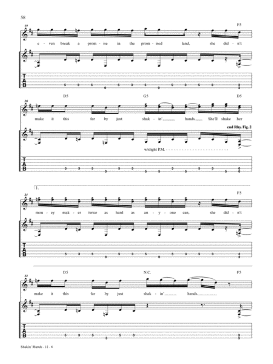 Shakin' Hands Shakin' Hands Guitar Tablature scores gallery preview page 6