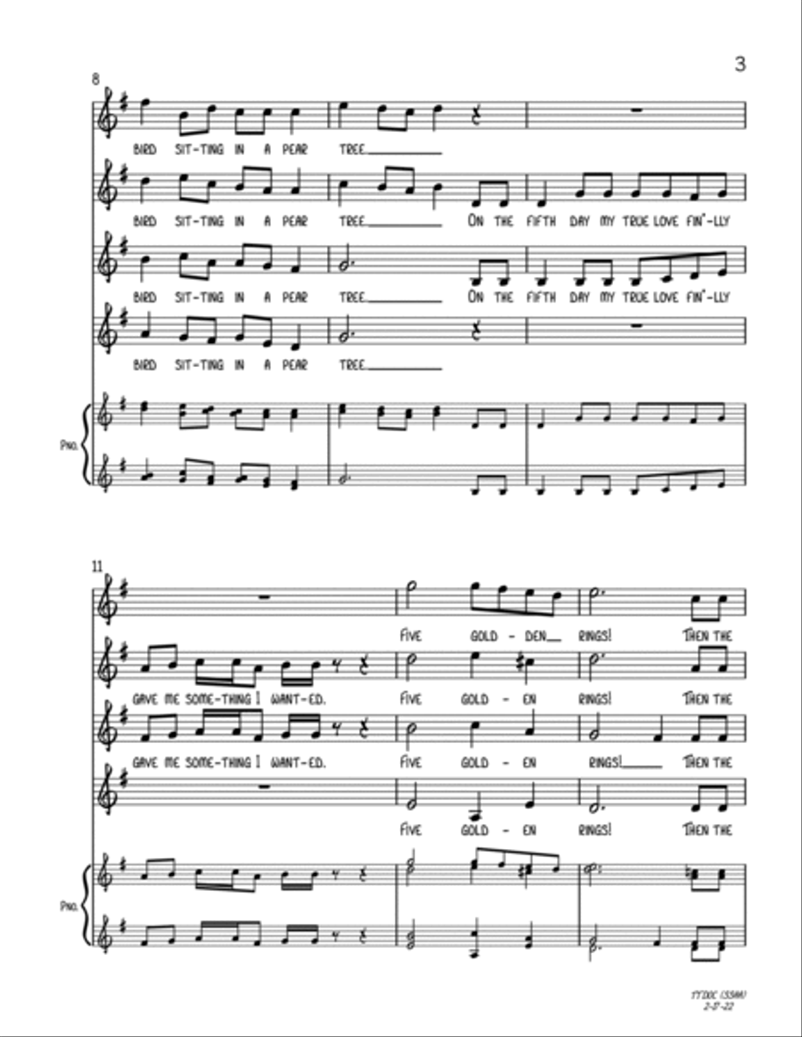 Twelve-ish Days of Christmas (SSAA A Cappella) SSAA scores gallery preview page 3