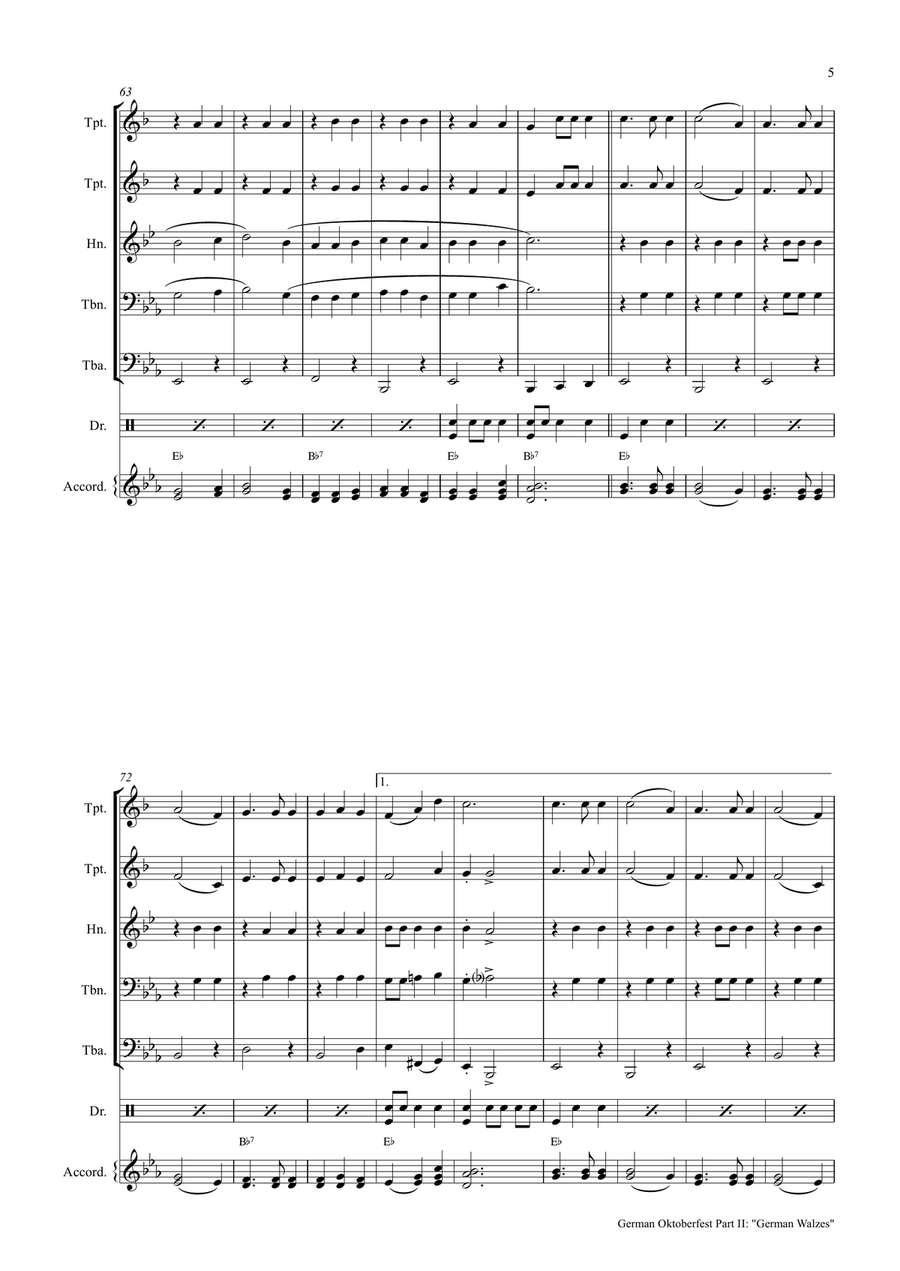 German Octoberfest Part II - Waltzes - German Band Concert Band scores gallery preview page 5