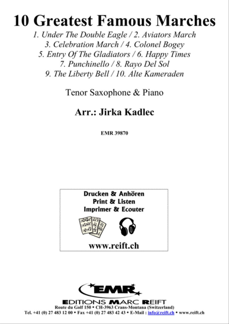 10 Greatest Famous Marches Tenor Saxophone scores gallery preview page 1