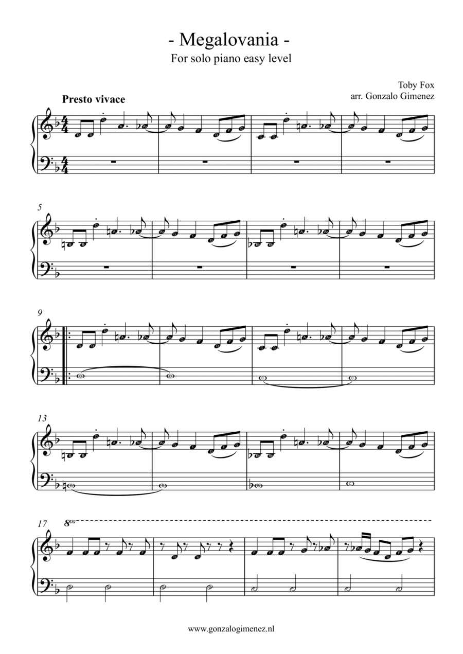 Megalovania Megalovania Easy Piano scores gallery preview page 1