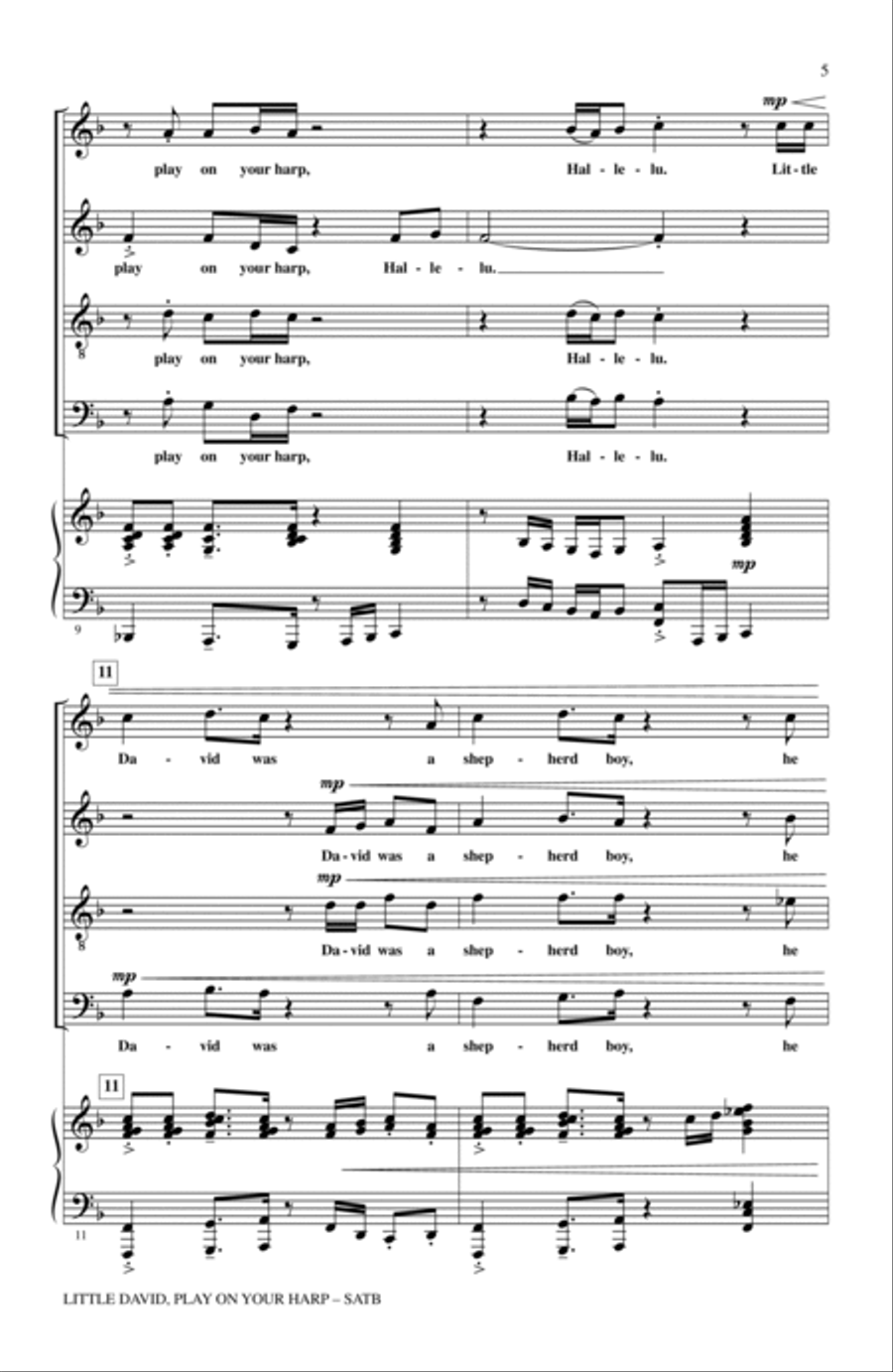 Little David, Play On Your Harp 4-Part scores gallery preview page 3