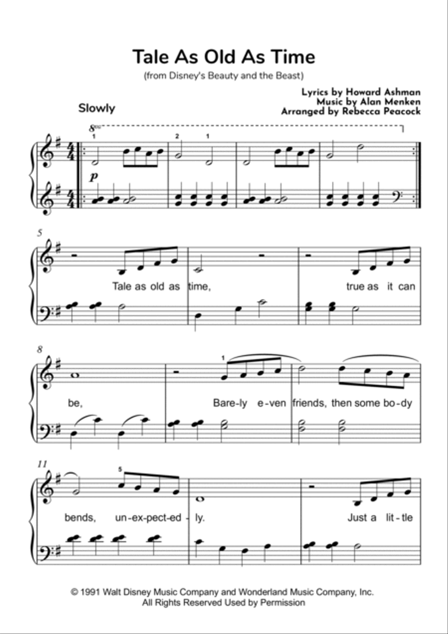 Beauty And The Beast Easy Piano scores gallery preview page 2