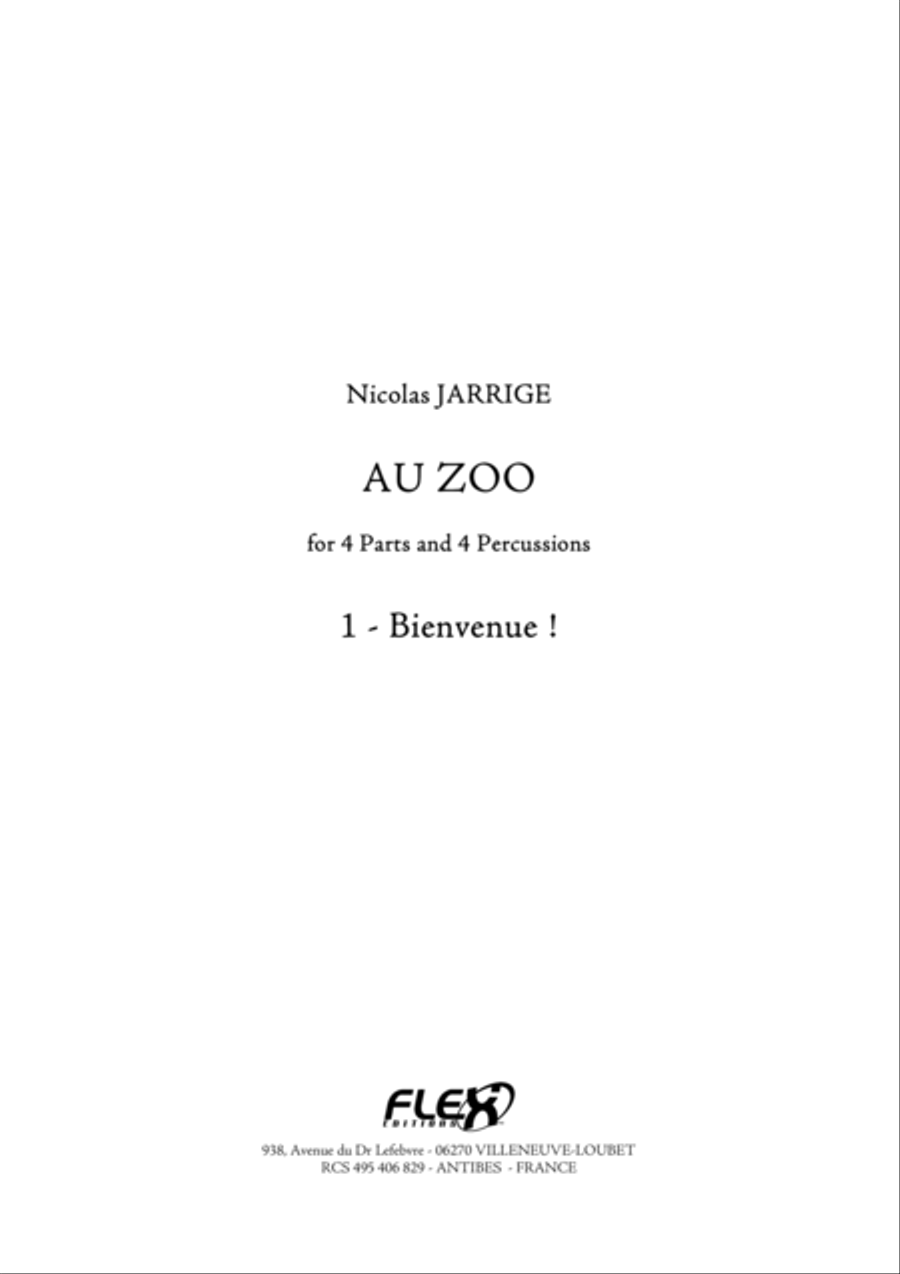 Au Zoo - 1 - Bienvenue ! Au Zoo - 1 - Bienvenue ! Concert Band scores gallery preview page 1