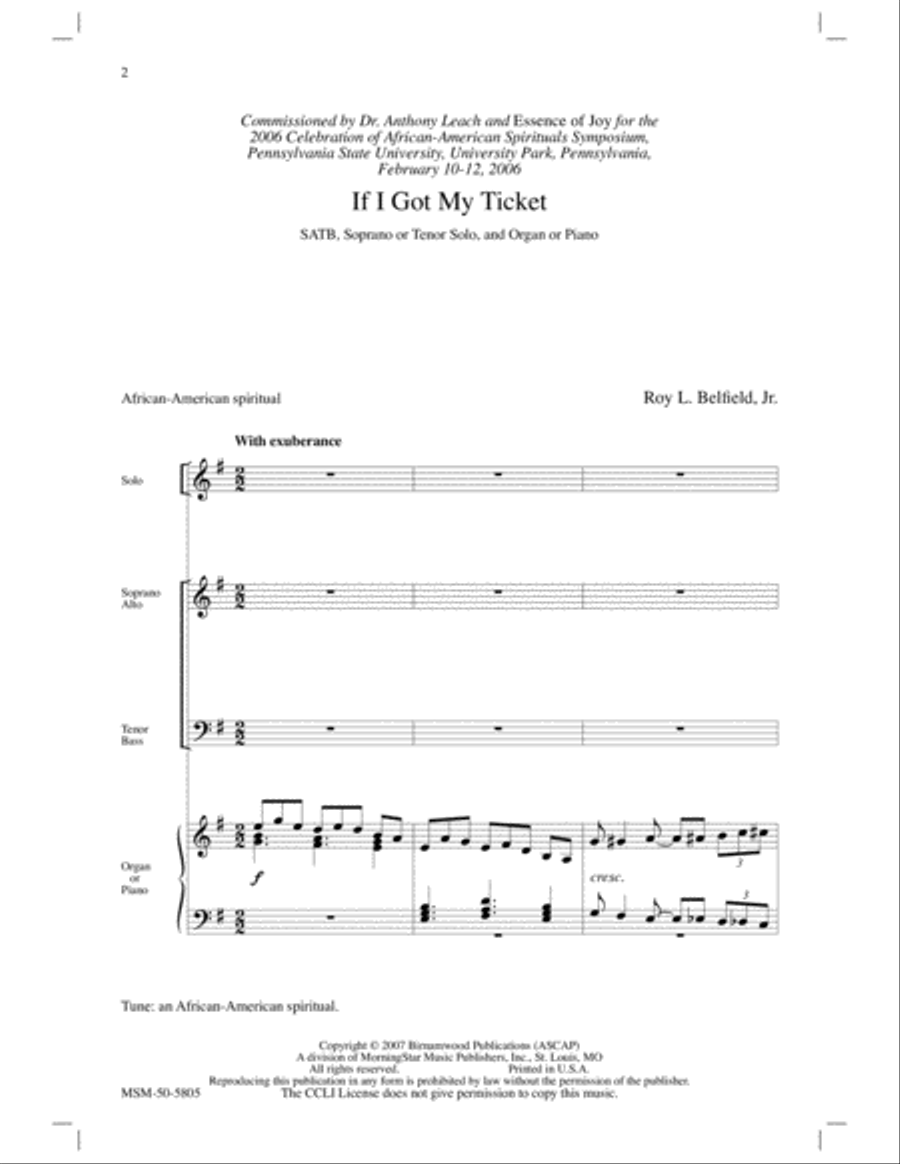 If I Got My Ticket If I Got My Ticket 4-Part scores gallery preview page 2