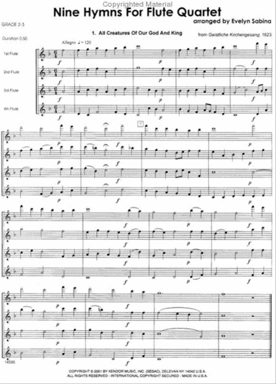 Nine Hymns For Flute Quartet Flute Quartet scores gallery preview page 2
