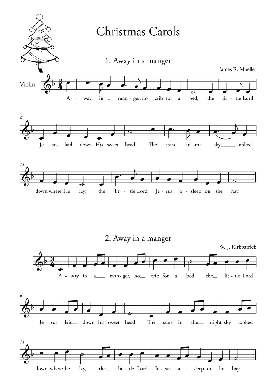 20 Easy Christmas Carols for VIOLIN Violin Solo scores gallery preview page 1