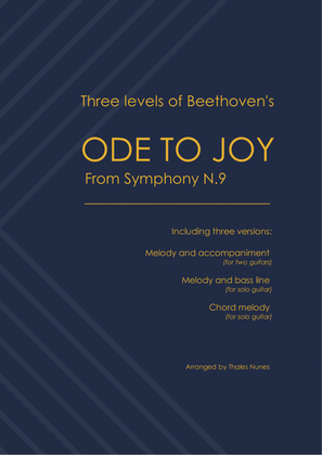 Book cover for Three levels of Ode to Joy - Guitar w/ TAB