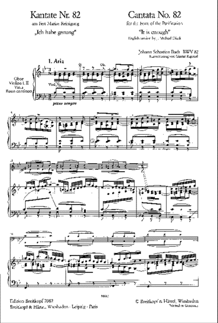 Cantata BWV 82 “It is enough” Piano, Vocal scores gallery preview page 2