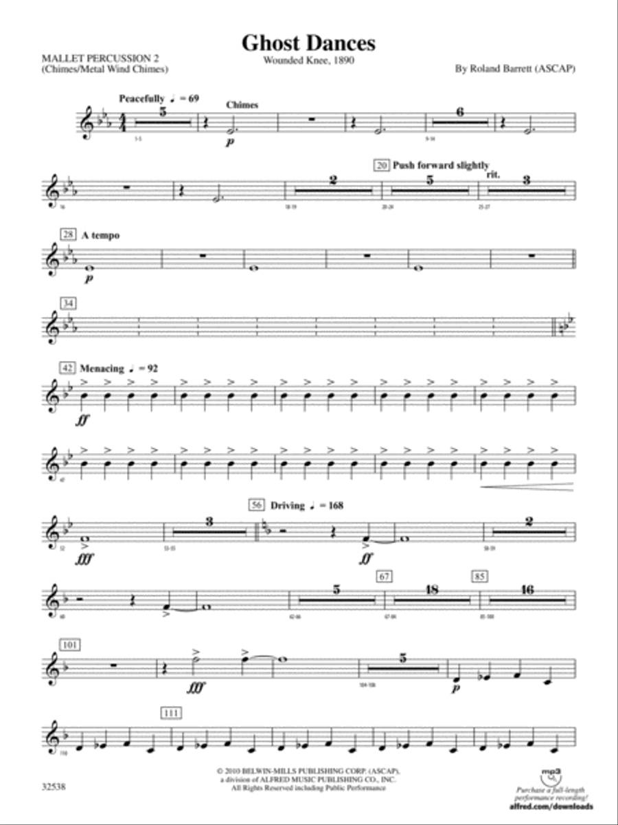 Ghost Dances: 2nd Mallet Percussion Concert Band scores gallery preview page 1