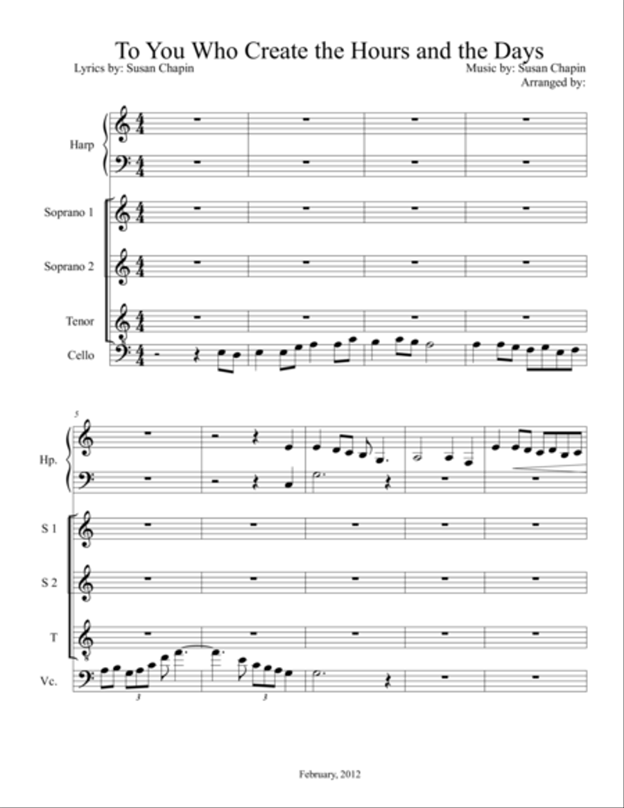 To You Who Create the Hours and the Days Small Ensemble scores gallery preview page 1