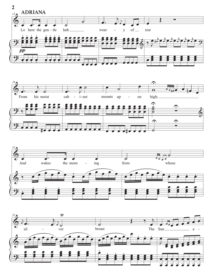 BISHOP: Lo, here the gentle lark (transposed to C major) Voice scores gallery preview page 3