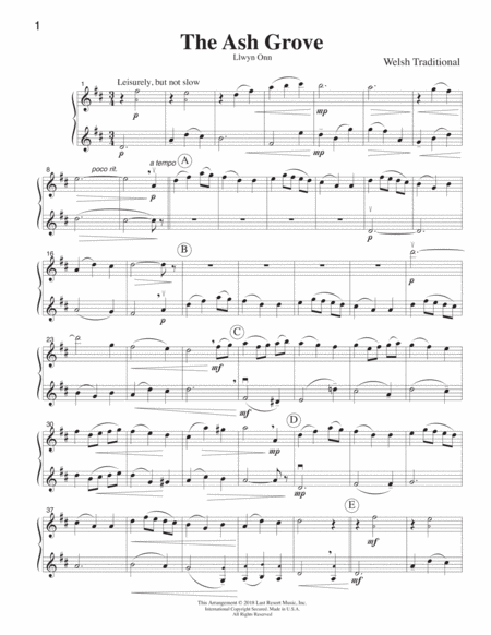 The Ash Grove for Flute Duet (Two Flutes)