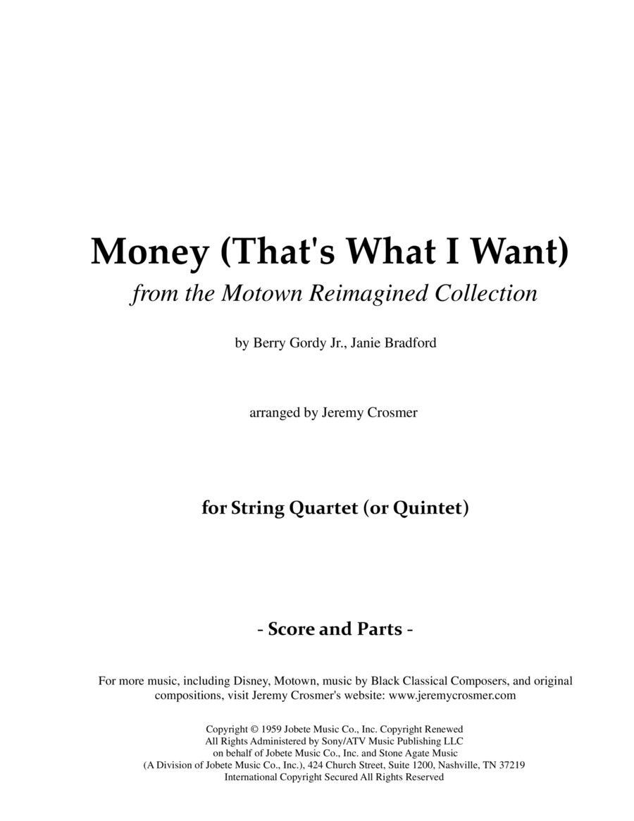 Money (that's What I Want) String Quartet scores gallery preview page 1