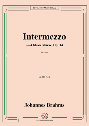 Book cover for Brahms-Intermezzo,from 4 Klavierstucke,Op.119 No.3 in C Major,for Piano