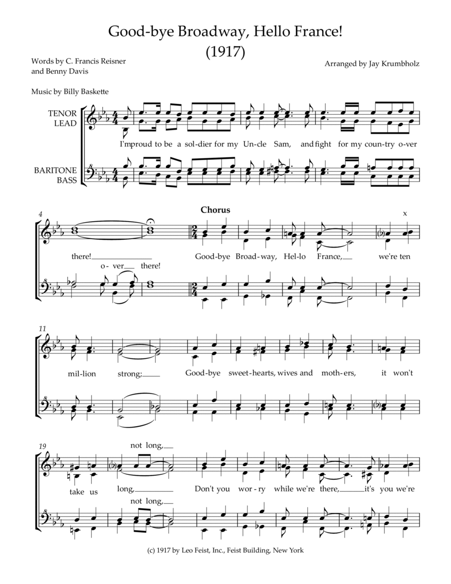 Good-Bye Broadway, Hello France! (SSAA) SSAA scores gallery preview page 1