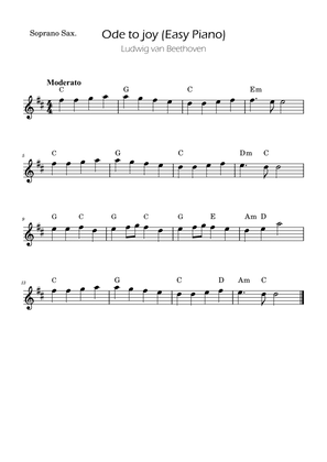 Ode To Joy - Easy Soprano Sax with Chords