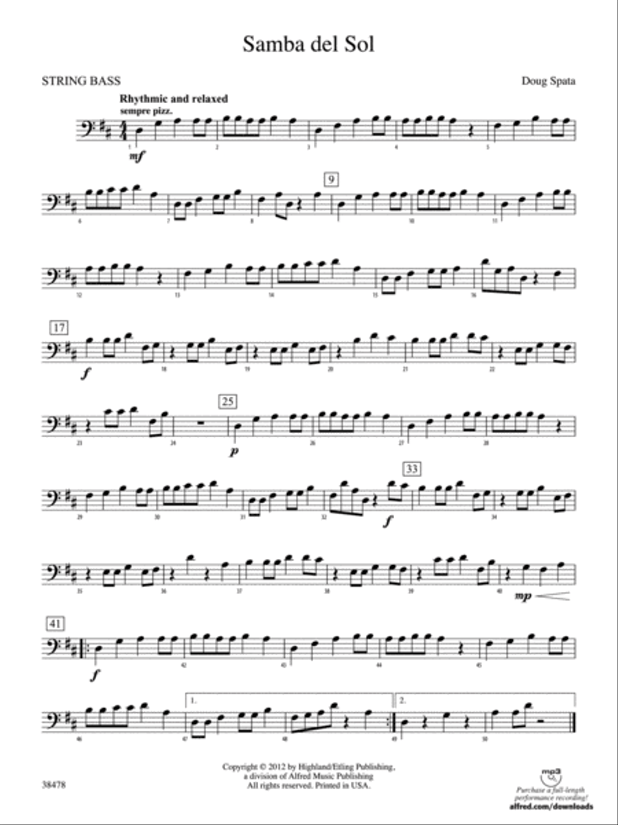 Samba del Sol: String Bass String Orchestra scores gallery preview page 1