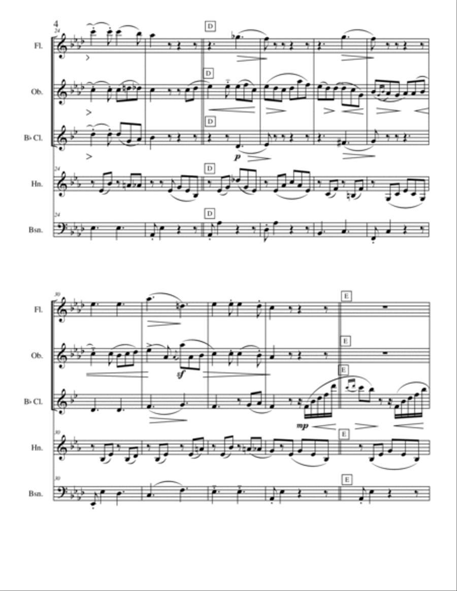 Refrain du Gondolier Refrain du Gondolier Woodwind Quintet scores gallery preview page 4