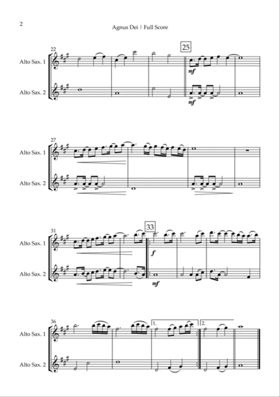 Agnus Dei Agnus Dei Woodwind Duet scores gallery preview page 2