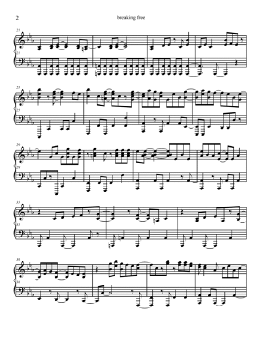 Breaking Free Piano Solo scores gallery preview page 2