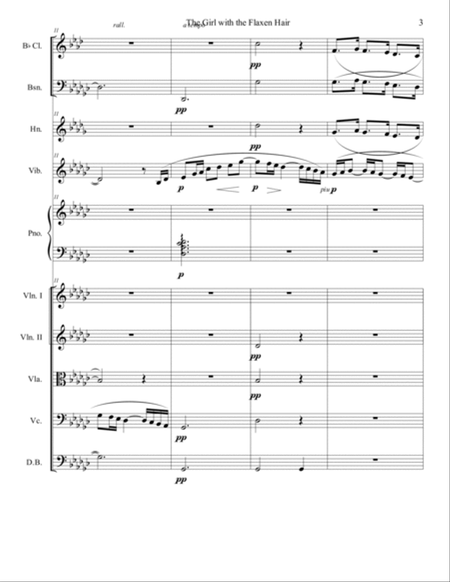 The Girl with the Flaxen Hair Chamber Orchestra scores gallery preview page 3