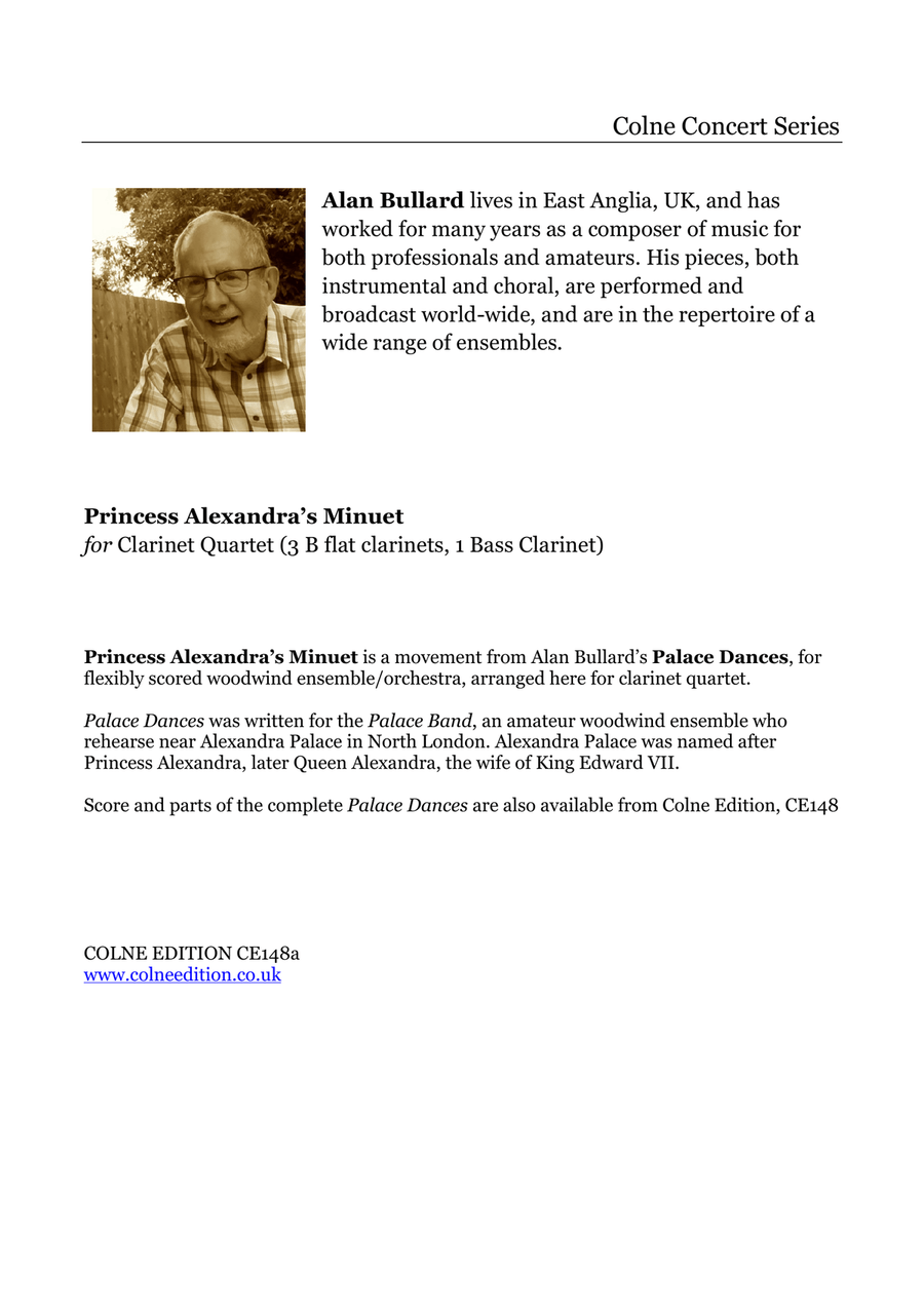 Princess Alexandra's Minuet (clarinet quartet) Clarinet Quartet scores gallery preview page 3