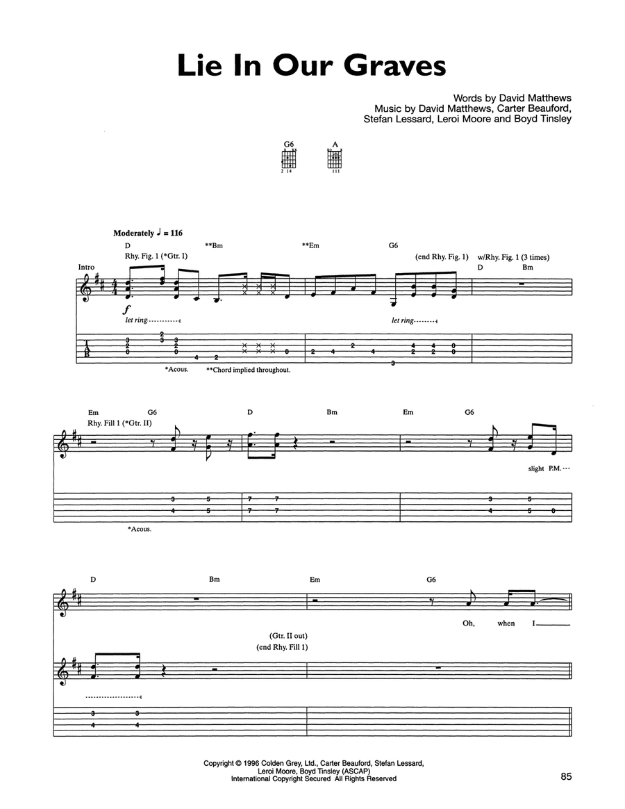 Lie In Our Graves Acoustic Guitar scores gallery preview page 1