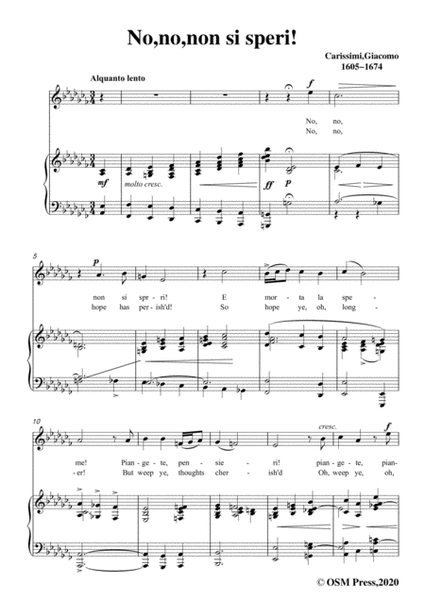Carissimi-No,no,non si speri,in a flat minor,for Voice and Piano