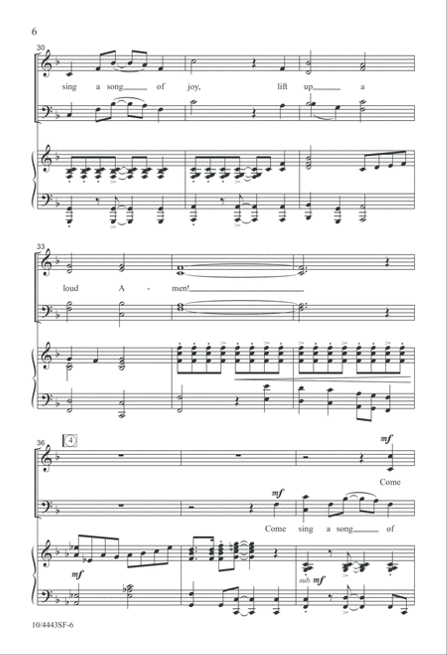 Come, Sing a Song of Joy! 4-Part scores gallery preview page 6