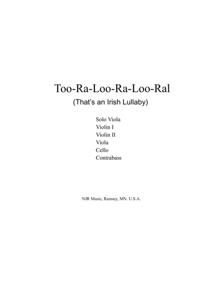 Too-ra-loo-ra-loo-ral, That's an Irish Lullaby (Viola with String Orchestra) Full Set image number null