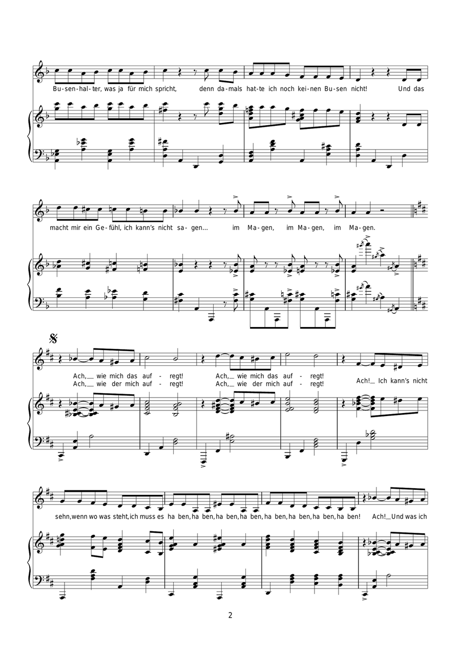 Die Kleptomanin (Ach, Wie Mich Das Aufregt!) Piano, Vocal scores gallery preview page 2