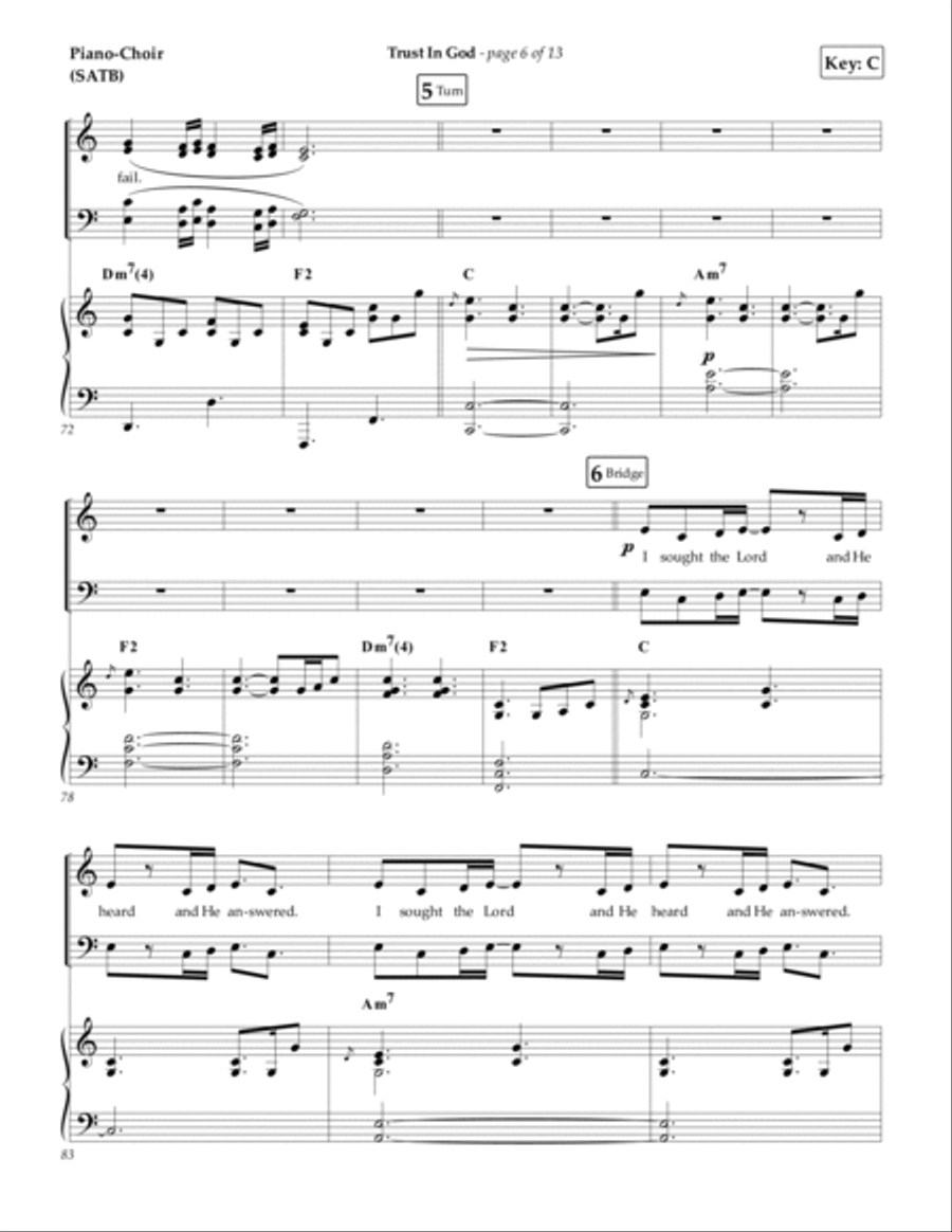 Trust In God Piano, Vocal, Guitar scores gallery preview page 6