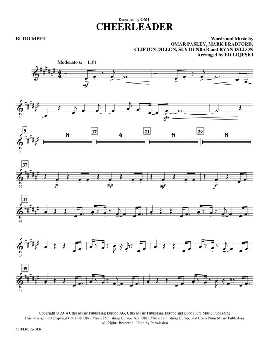 Cheerleader - Bb Trumpet Choir scores gallery preview page 1