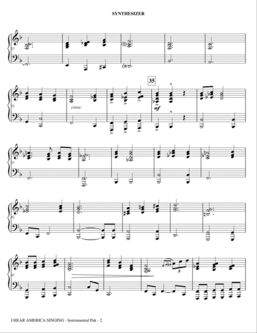 I Hear America Singing - Synthesizer Choir scores gallery preview page 2