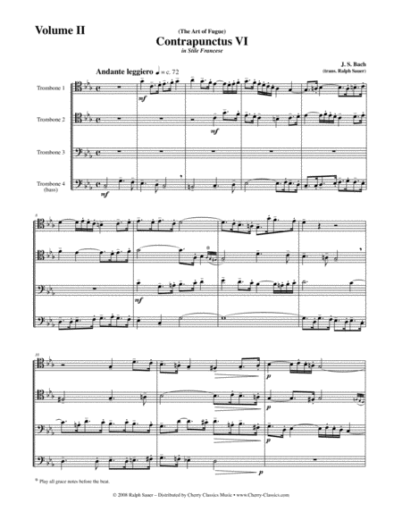 Art of Fugue, BWV 1080 Volume 2 for Trombone Quartet