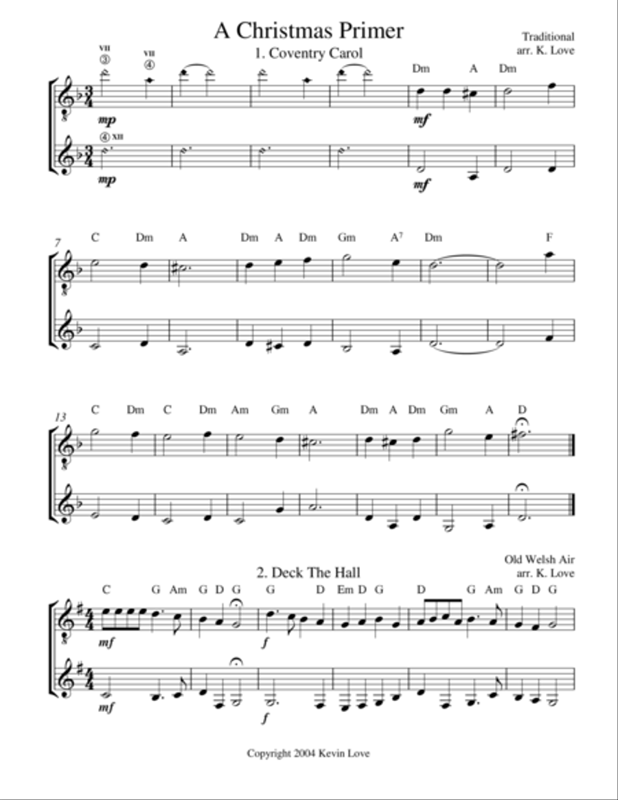 A Christmas Primer (Guitar Duo) - Score and Parts A Christmas Primer (Guitar Duo) - Score and Parts Guitar scores gallery preview page 1
