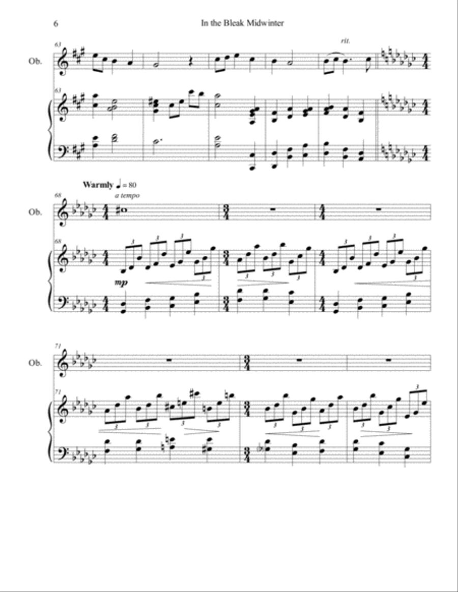 In the Bleak Midwinter (oboe/piano), arr. Brenda Portman Piano scores gallery preview page 6