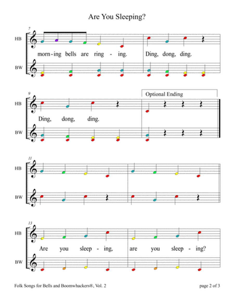 “Are You Sleeping?” for 8-note Bells and Boomwhackers® (with Color Coded Notes) image number null