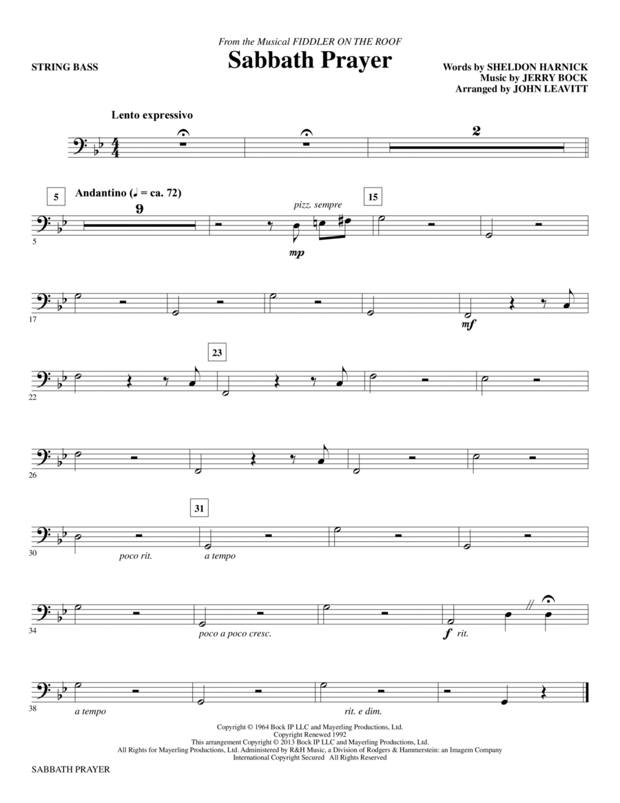 Sabbath Prayer - Bass Choir scores gallery preview page 1