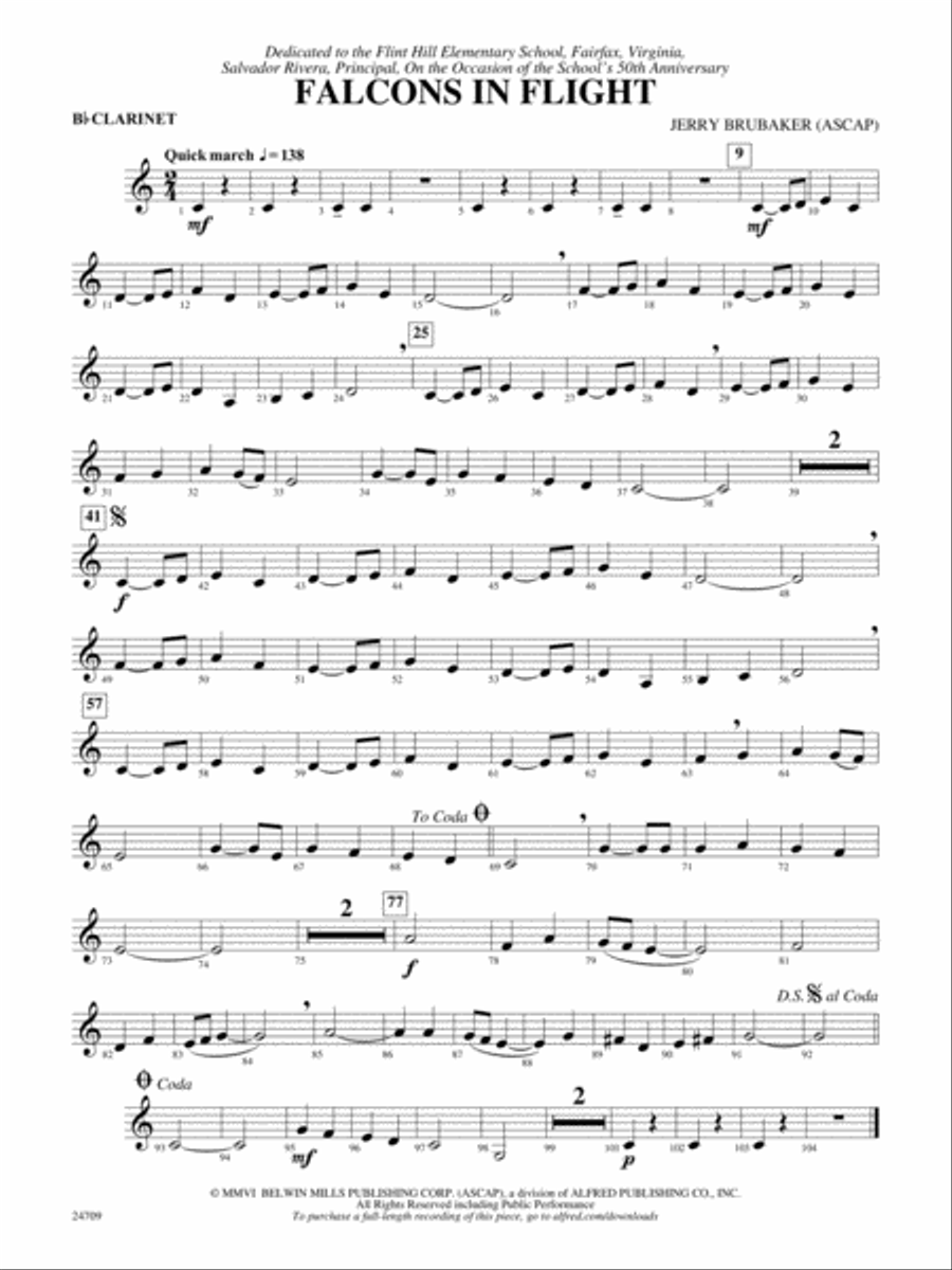 Falcons in Flight: 1st B-flat Clarinet Concert Band scores gallery preview page 1
