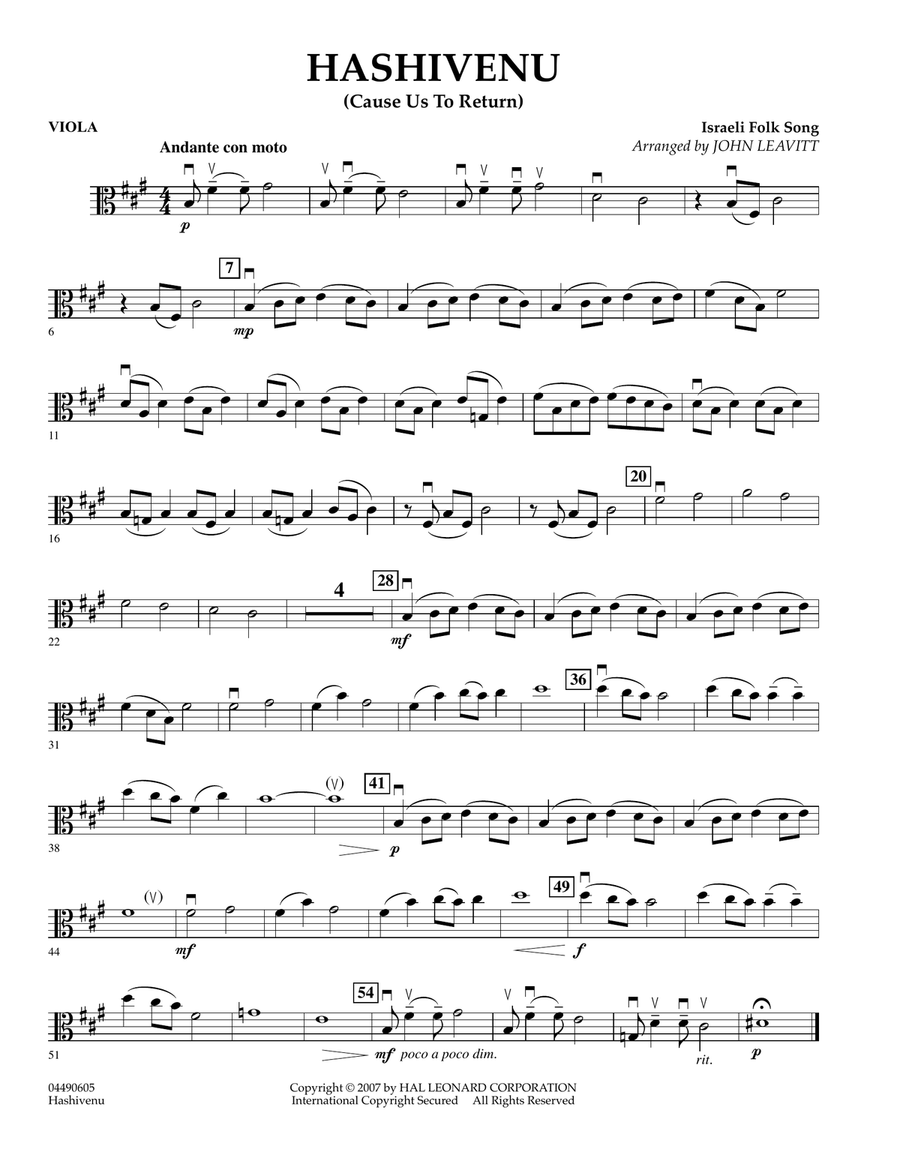 Hashivenu (Cause Us to Return) - Viola Orchestra scores gallery preview page 1