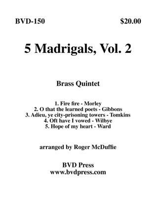 Book cover for 5 Madrigals, Vol. 2